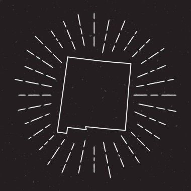 ABD vektör harita anahat Vintage Sunburst kenarlıklı