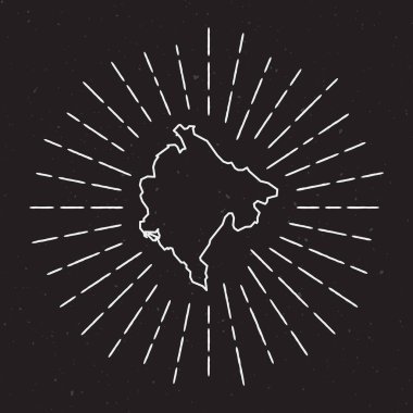 Karadağ vektör harita anahat Vintage Sunburst kenarlıklı