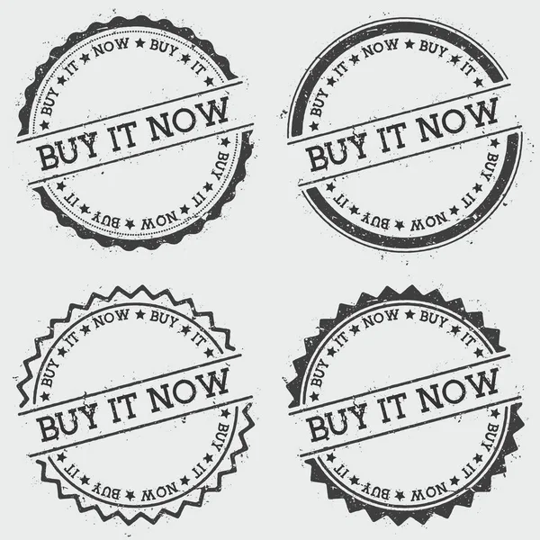 Comprar ahora sello insignia aislado sobre fondo blanco Grunge ronda sello hipster con tinta de texto — Archivo Imágenes Vectoriales