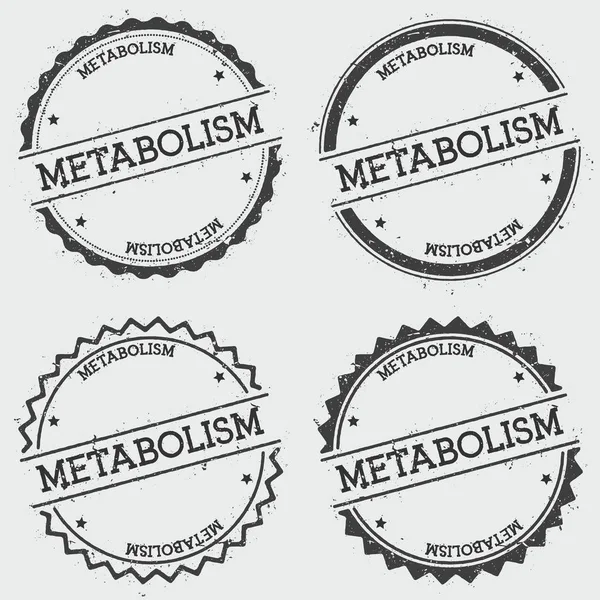 Stoffwechsel-Abzeichen-Stempel isoliert auf weißem Hintergrund grunge round hipster seal mit Textfarbe — Stockvektor