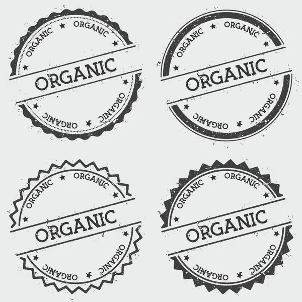 Sello insignia orgánica aislada sobre fondo blanco Grunge ronda sello hipster con tinta de texto — Vector de stock