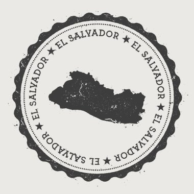 El Salvador hipster yuvarlak lastik damgası ile ülke harita Vintage pasaport damga ile dairesel metin