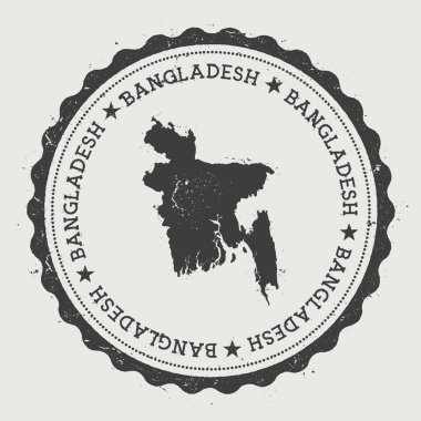 Bangladeş hipster yuvarlak lastik damgası ile ülke harita Vintage pasaport damga ile dairesel metin