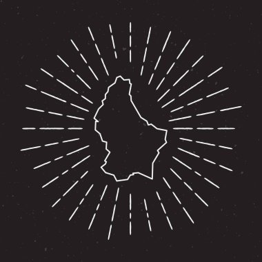 Lüksemburg vektör harita anahat Vintage Sunburst sınır elle çizilmiş harita Hipster dekorasyonu ile