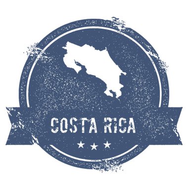 Kosta Rika işaretlemek seyahat lastik damga adı ve Kosta Rika vektör çizim Can Haritası