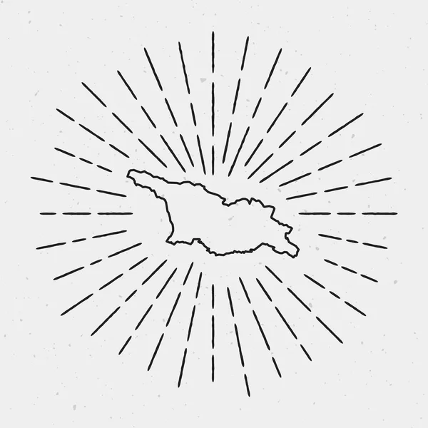 Retro Sunburst sınır elle çizilmiş Hipster dekorasyon eleman siyah vektör Georgia Map anahat — Stok Vektör
