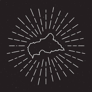 Orta Afrika Cumhuriyeti vektör harita anahat Vintage Sunburst sınır elle çizilmiş harita