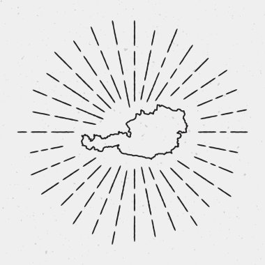 Retro Sunburst yenilikçi tasarım Avusturya harita tarafından Vintage Sunburst ışınları Trendy elle çizilmiş çevrili