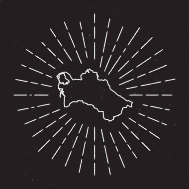 Vintage Sunburst sınır elle çizilmiş harita Hipster dekorasyonu ile birlikte Türkmenistan vektör harita anahat