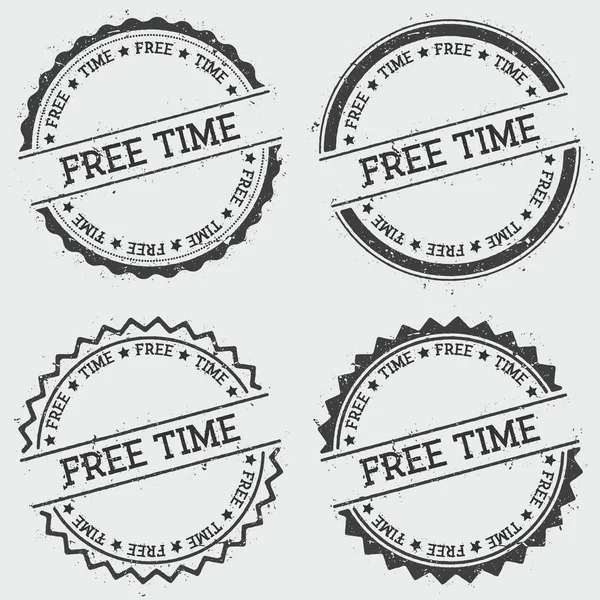 Temps libre insigne timbre isolé sur fond blanc Grunge rond sceau hipster avec encre de texte — Image vectorielle
