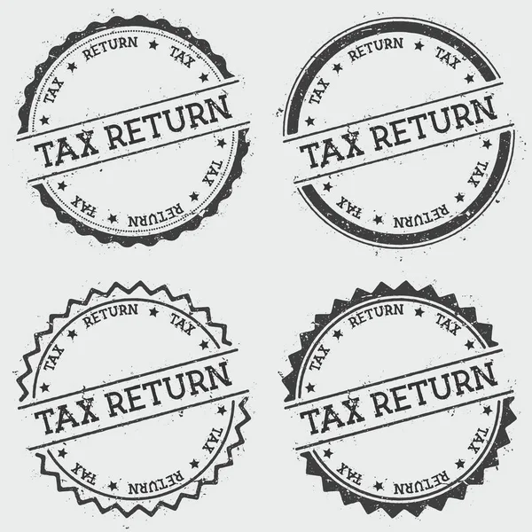 Imposto devolução insígnia selo isolado no fundo branco Grunge redondo selo hipster com tinta de texto —  Vetores de Stock