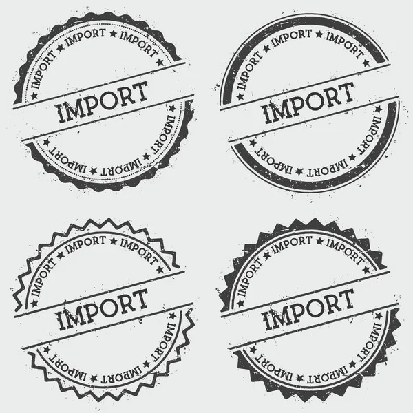 Import-Abzeichen Stempel isoliert auf weißem Hintergrund Grunge runde Hipster-Siegel mit Textfarbe Textur — Stockvektor