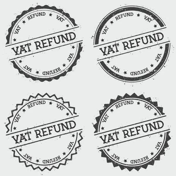 Carimbo de insígnia de reembolso de IVA isolado em fundo branco Grunge redondo selo hipster com tinta de texto —  Vetores de Stock