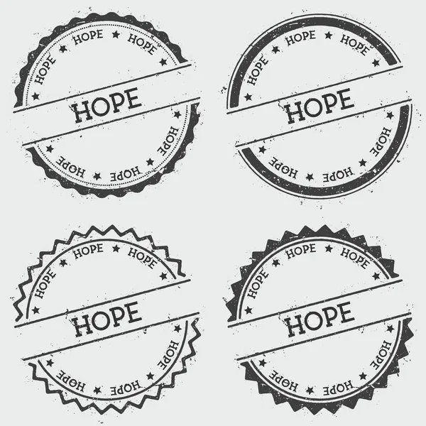 HOPE insignia stamp isolated on white background Grunge round hipster seal with text ink texture — Stock Vector