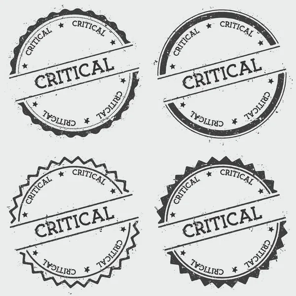 Sello de insignia crítica aislado sobre fondo blanco Sello hipster redondo Grunge con tinta de texto — Archivo Imágenes Vectoriales