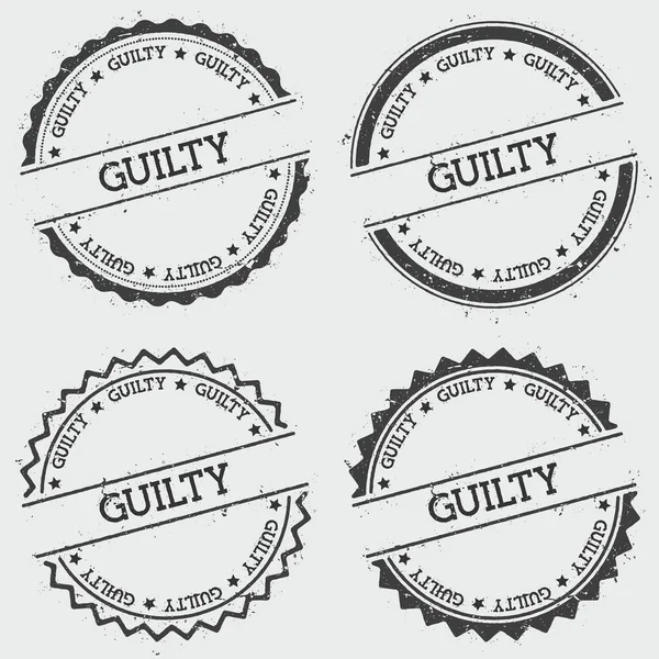 Guilty insignia stamp isolated on white background Grunge round hipster seal with text ink texture — Stock Vector