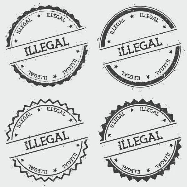 Illegális insignia bélyegző elszigetelt fehér background Grunge kerek csípő pecsét tinta szöveg — Stock Vector