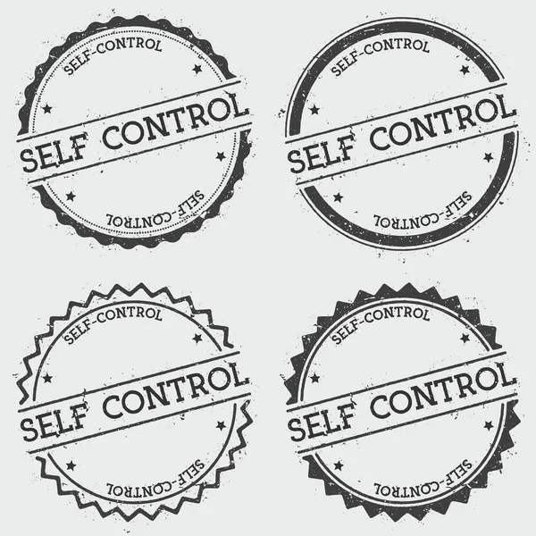 Selbstkontroll-Abzeichen isoliert auf weißem Hintergrund grunge rundes Hipster-Siegel mit Textfarbe — Stockvektor