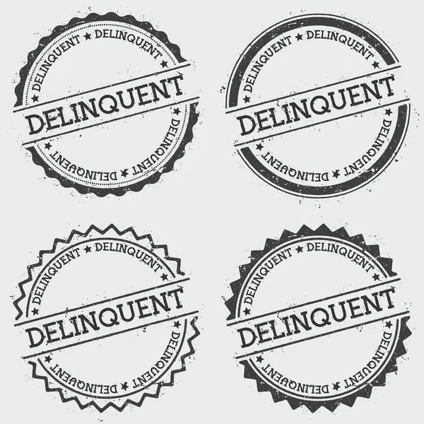 Delinquent Insignia Stempel isoliert auf weißem Hintergrund Grunge runde Hipster-Siegel mit Textfarbe — Stockvektor