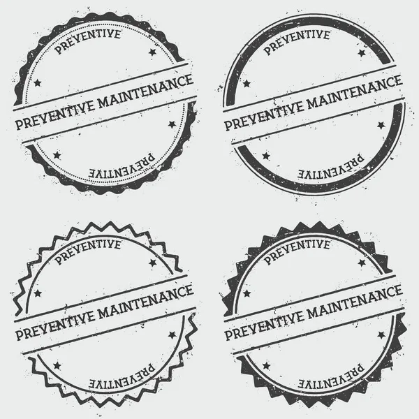 Präventive Wartung Abzeichen Stempel isoliert auf weißem Hintergrund Grunge runde Hipster-Siegel mit — Stockvektor