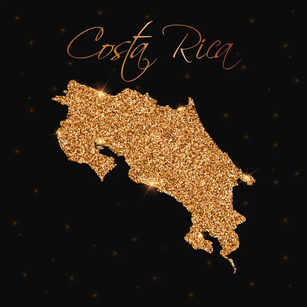 Costa Rica mappa piena di brillantini d'oro Lussuoso elemento di design vettoriale illustrazione — Vettoriale Stock