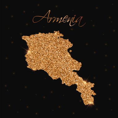 Ermenistan harita altın glitter lüks tasarım öğesi vektör çizim ile dolu