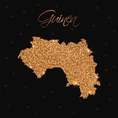 Gine Haritası altın glitter lüks tasarım öğesi vektör çizim ile dolu