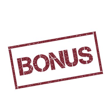 Bonus dikdörtgen damga dokulu kırmızı mühür ile izole beyaz arka plan vektör üzerinde metin