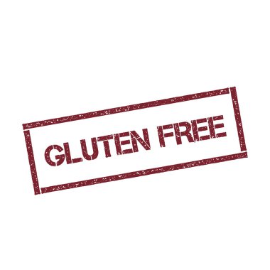 Gluten ücretsiz dikdörtgen damga dokulu kırmızı mühür ile izole beyaz arka plan vektör üzerinde metin