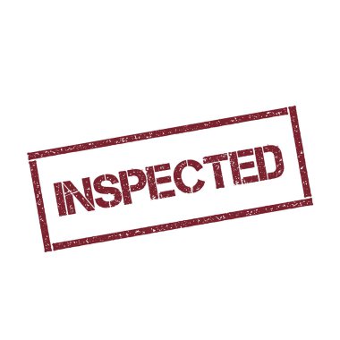 Beyaz arka plan vektör izole metin ile dikdörtgen damga dokulu kırmızı mühür kontrol