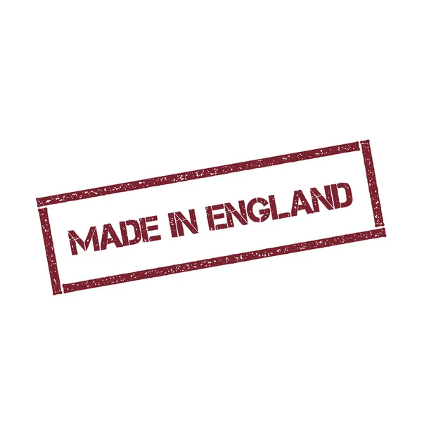 Made In England selo retangular Selo vermelho texturizado com texto isolado no vetor de fundo branco — Vetor de Stock