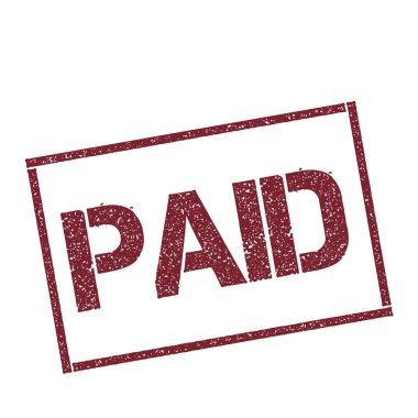 Beyaz arka plan vektör izole metin ile dikdörtgen damga dokulu kırmızı mühür ödenen