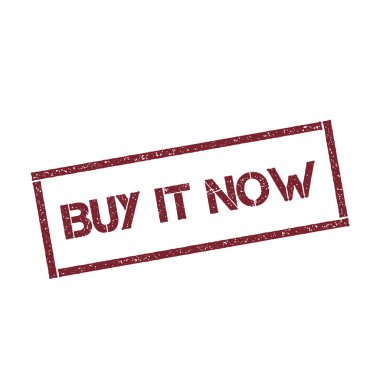 Beyaz arka plan vektör izole metin ile şimdi dikdörtgen damga dokulu kırmızı mühür satın