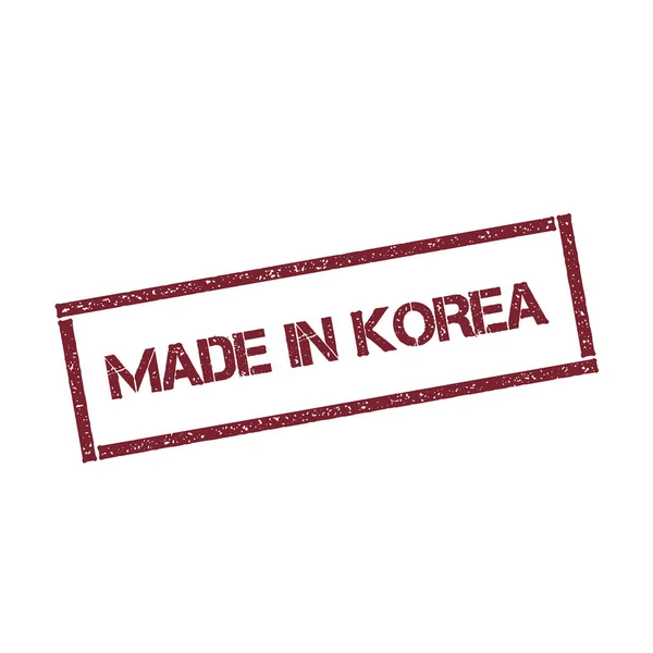 Made in Korea rechteckigen Stempel texturierten roten Siegel mit Text isoliert auf weißem Hintergrund Vektor — Stockvektor