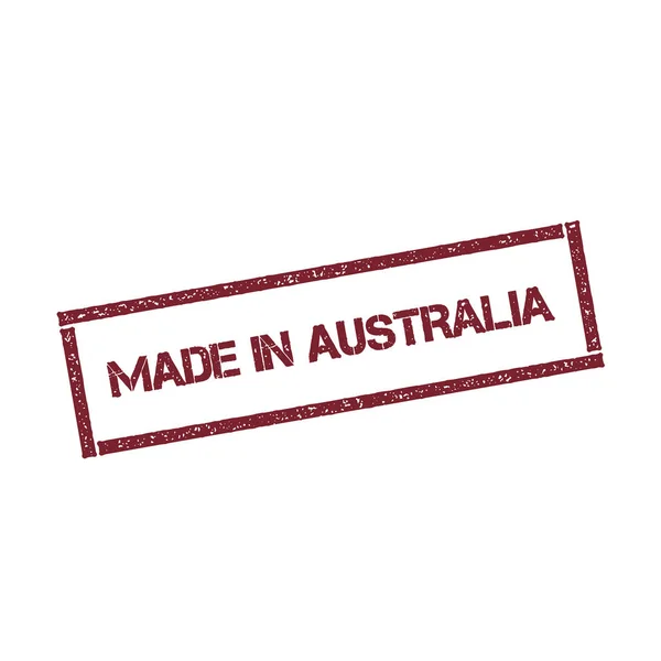 Hergestellt in Australien rechteckige Marke strukturiert rotes Siegel mit Text isoliert auf weißem Hintergrund — Stockvektor