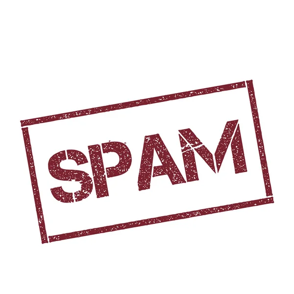 Sello rectangular de spam Sello rojo texturizado con texto aislado sobre un vector de fondo blanco — Vector de stock