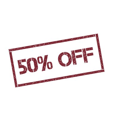 50 kapalı dikdörtgen damga dokulu kırmızı mühür ile izole beyaz arka plan vektör üzerinde metin