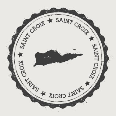 Saint Croix etiket Hipster yuvarlak lastik damgası ile ada Haritası Vintage pasaport dairesel işaretiyle