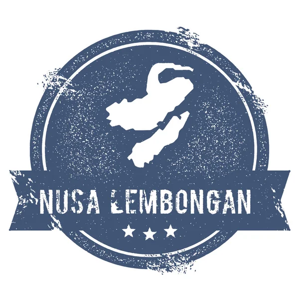 Знак логотипа Нуса-Лембонган Поездка резиновая марка с названием и картой векторной иллюстрации острова — стоковый вектор