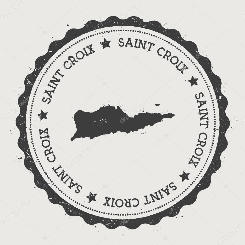 Saint Croix sticker Hipster round rubber stamp with island map Vintage passport sign with circular