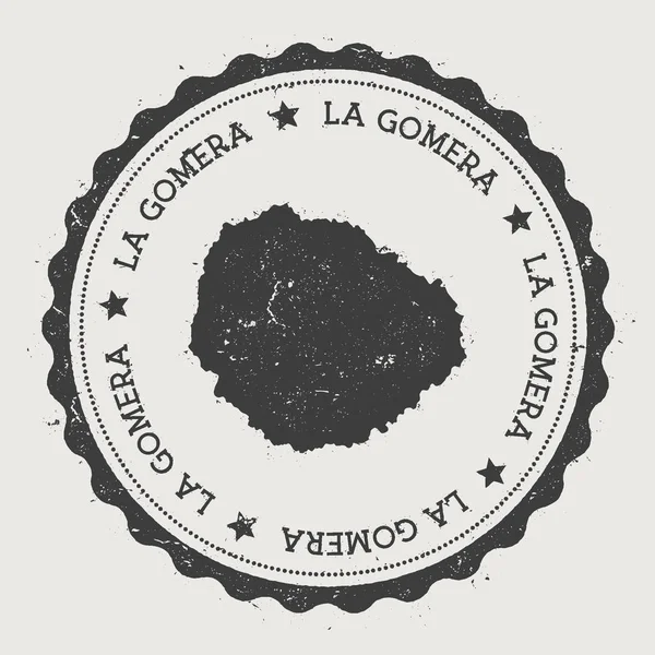 Etiqueta engomada La Gomera Hipster ronda sello de goma con mapa de la isla Muestra de pasaporte vintage con circular — Vector de stock