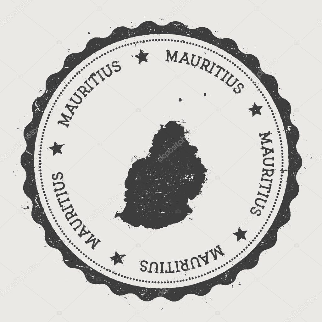 Mauritius sticker Hipster round rubber stamp with island map Vintage passport sign with circular