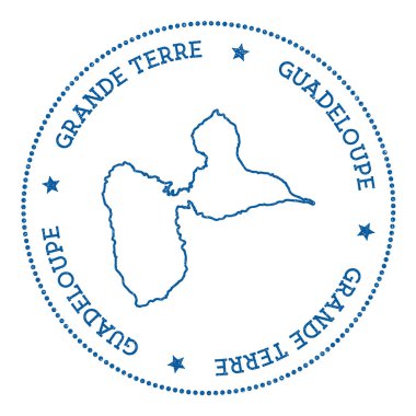 Grandeterre harita etiket Hipster ve retro tarzı yuvarlak nokta ile minimalist Insignia rozet