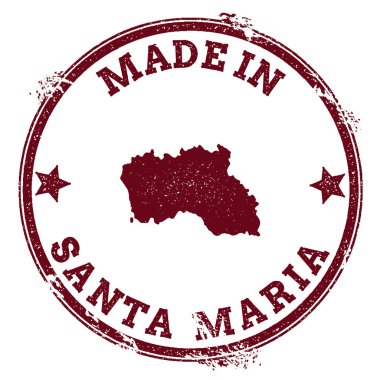 Santa Maria Adası mühür Vintage ada harita etiket Grunge lastik damgası Made ile metin ve harita