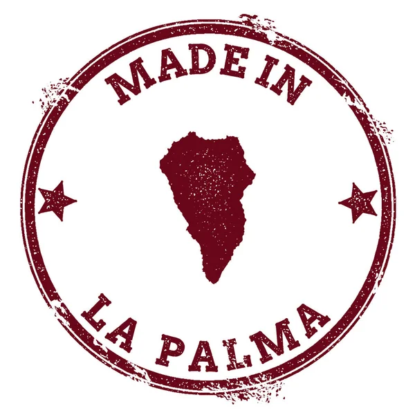 Sello de La Palma Sello vintage isla mapa pegatina Grunge sello de goma con Hecho en texto y esquema de mapa — Vector de stock