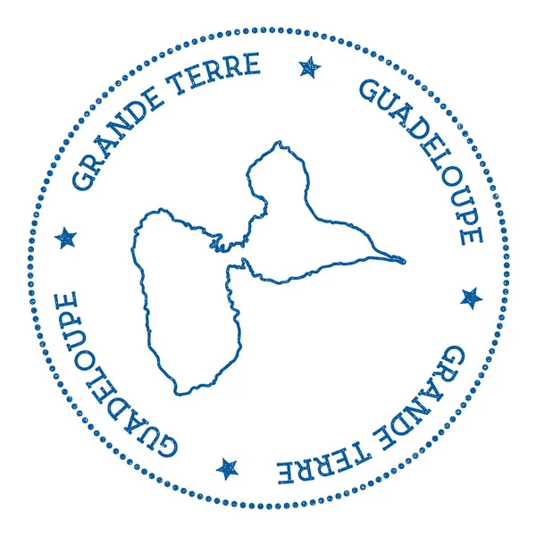 Наклейка на карту GrandeTerre Hipster и значок в стиле ретро Minimalistic insignia с круглыми точками — стоковый вектор