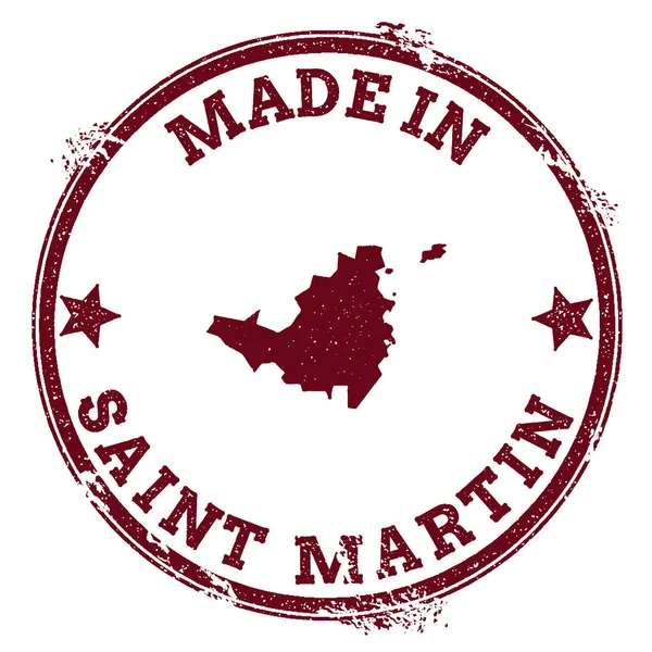 Sello Saint Martin Sello Vintage isla mapa pegatina Grunge sello de goma con Hecho en texto y mapa — Vector de stock