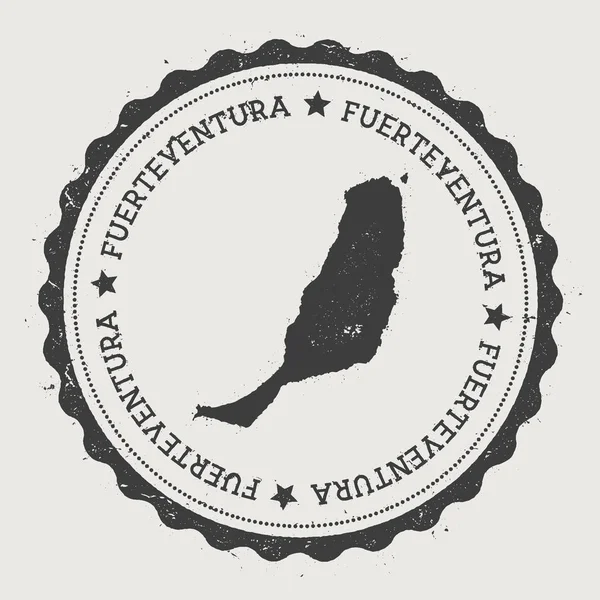 Etiqueta engomada Fuerteventura Hipster ronda sello de goma con mapa de la isla — Vector de stock