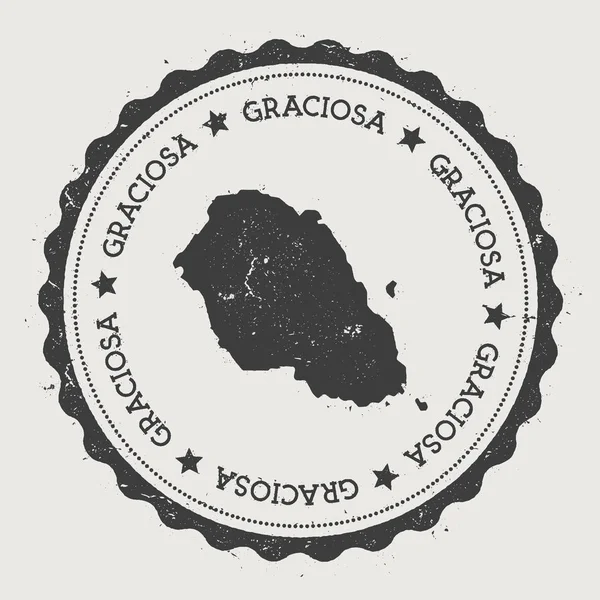 Etiqueta engomada Graciosa Hipster ronda sello de goma con mapa de la isla Vintage signo de pasaporte con circular — Vector de stock