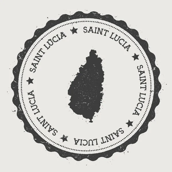 Etiqueta engomada Santa Lucía Hipster ronda sello de goma con mapa de la isla Vintage signo de pasaporte con circular — Vector de stock